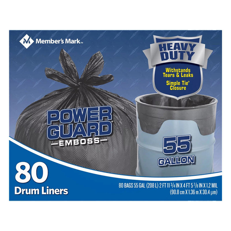 Member's Mark Simple Tie Heavy Duty Black Trash Bags (55 gal., 80 ct.)