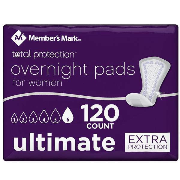 Member's Mark Total Protection Overnight Pad for Women (120 count)