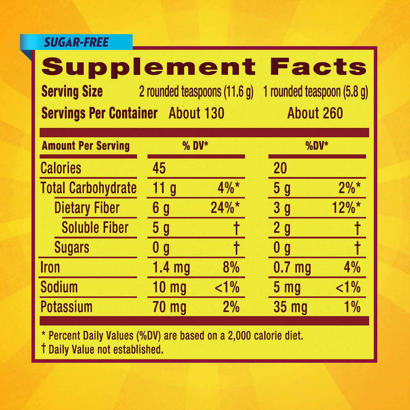 Metamucil Fiber Supplement, Orange Sugar Free, 260 Servings