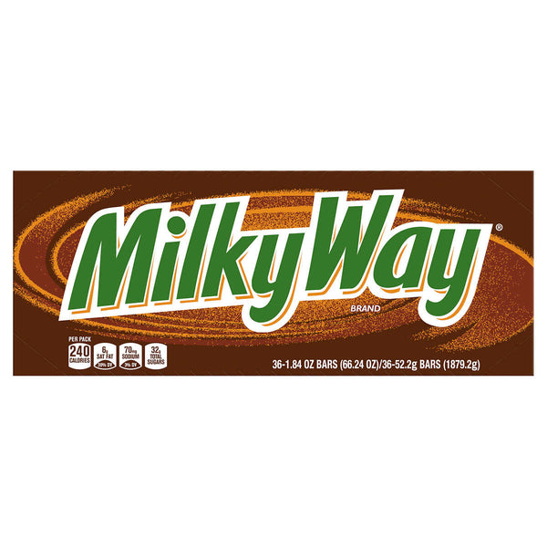 Milky Way Chocolate Candy, Caramel, Full Size, 1.84 oz, 36-count