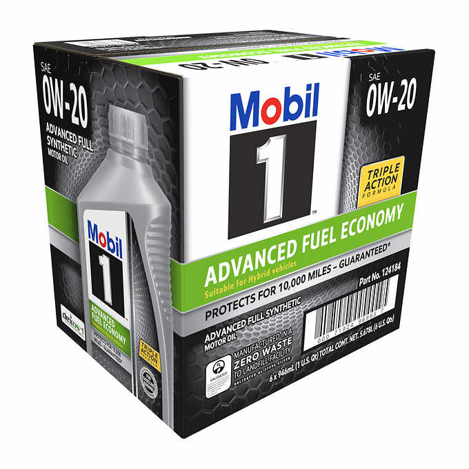 Mobil 1 Advanced Fuel Economy Full Synthetic Motor Oil 0W-20, 1-Quart/6-pack