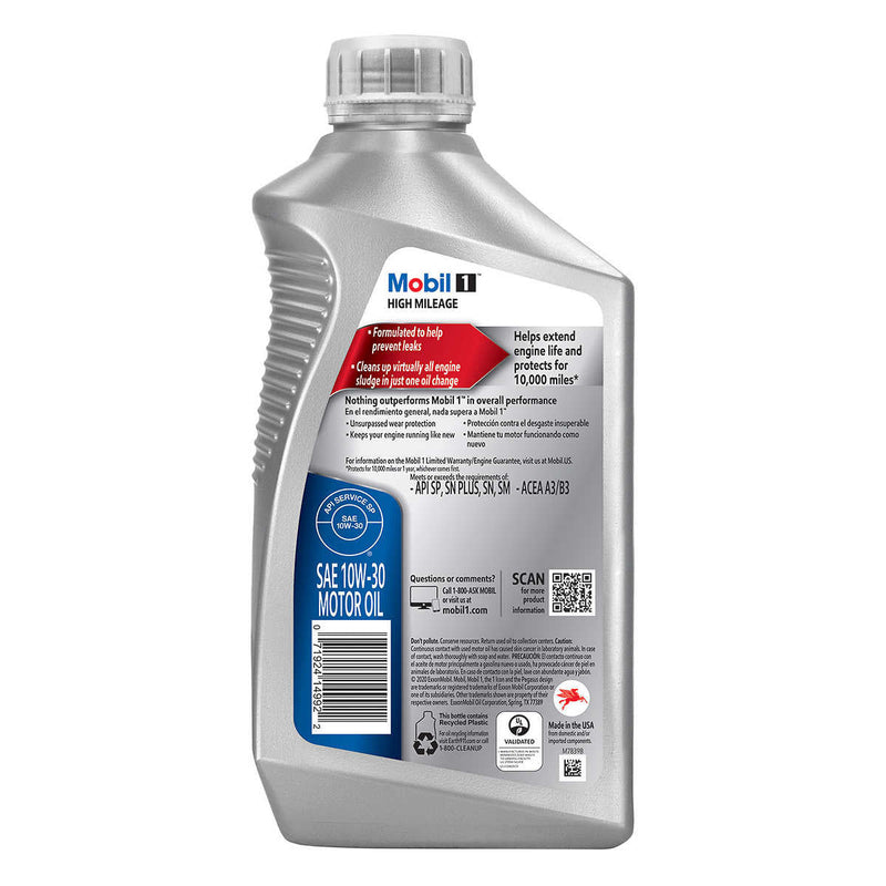 Mobil 1 High Mileage Full Synthetic Motor Oil 10W30, 1-Quart/6-pack ) | Home Deliveries