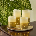 My Home Flameless LED Wax Pillar Candles with Fairy Lights and Timer