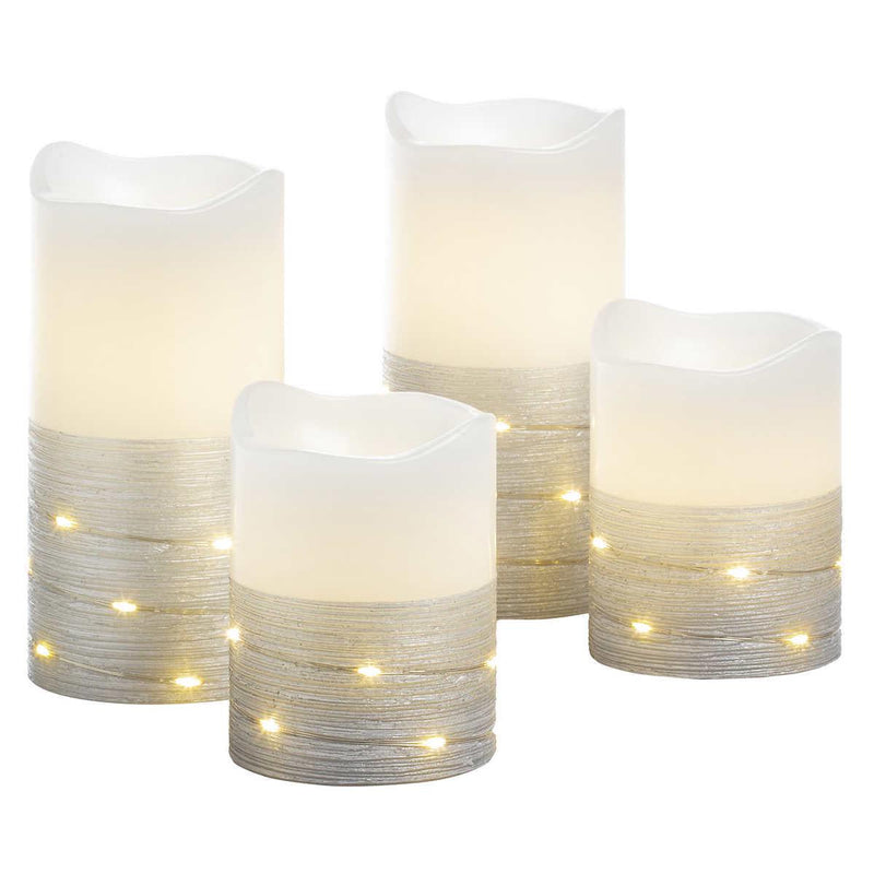 My Home Flameless LED Wax Pillar Candles with Fairy Lights and Timer