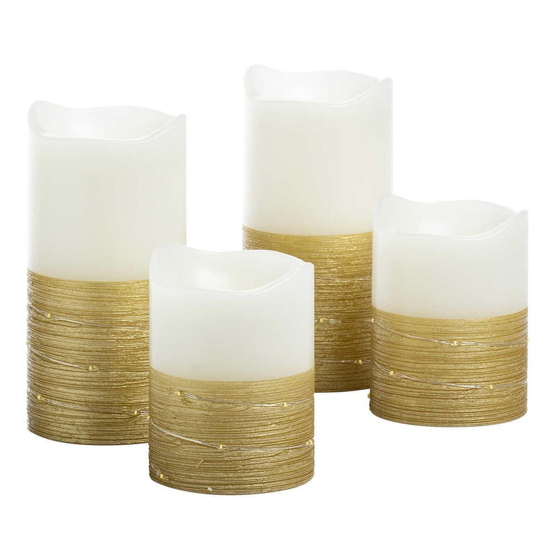 My Home Flameless LED Wax Pillar Candles with Fairy Lights and Timer