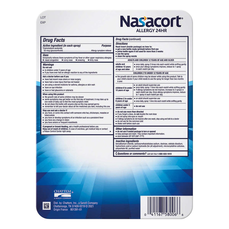 Nasacort Allergy 24HR, 480 Metered Sprays ) | Home Deliveries