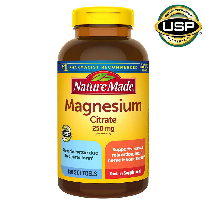 Nature Made Magnesium Citrate 250 mg., 180 Softgels - Home Deliveries