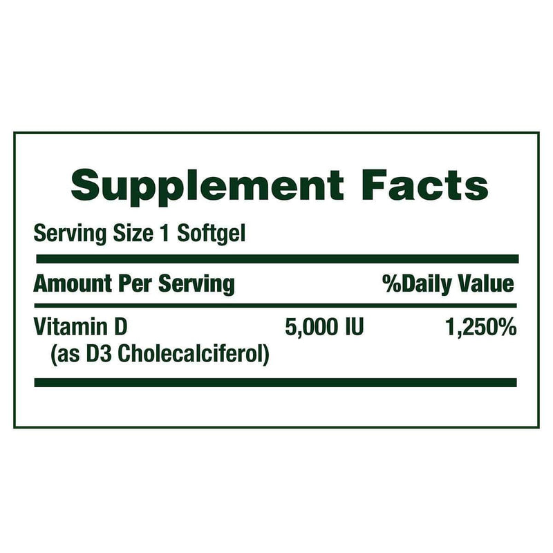 Nature's Bounty Vitamin D3 125 mcg, 400 Softgels - Home Deliveries