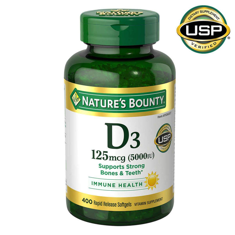 Nature's Bounty Vitamin D3 125 mcg, 400 Softgels - Home Deliveries