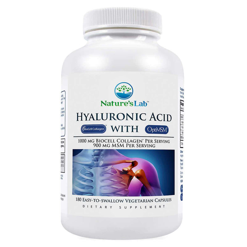 Nature's Lab Hyaluronic Acid with BioCell Collagen, 180 Vegetarian Capsules