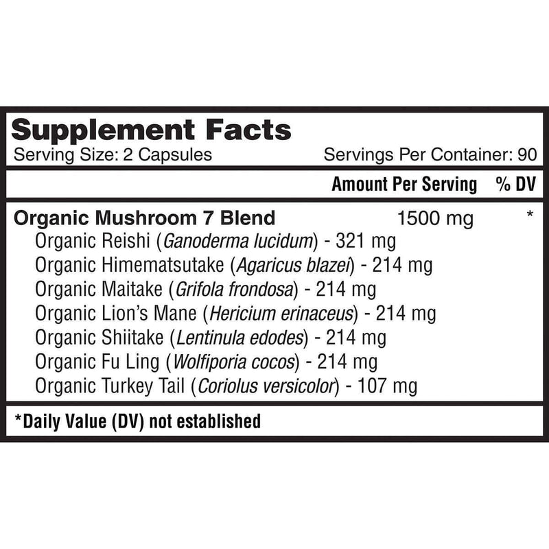 Nature's Lab Mushroom 7 1500 mg., 180 Vegetarian Capsules