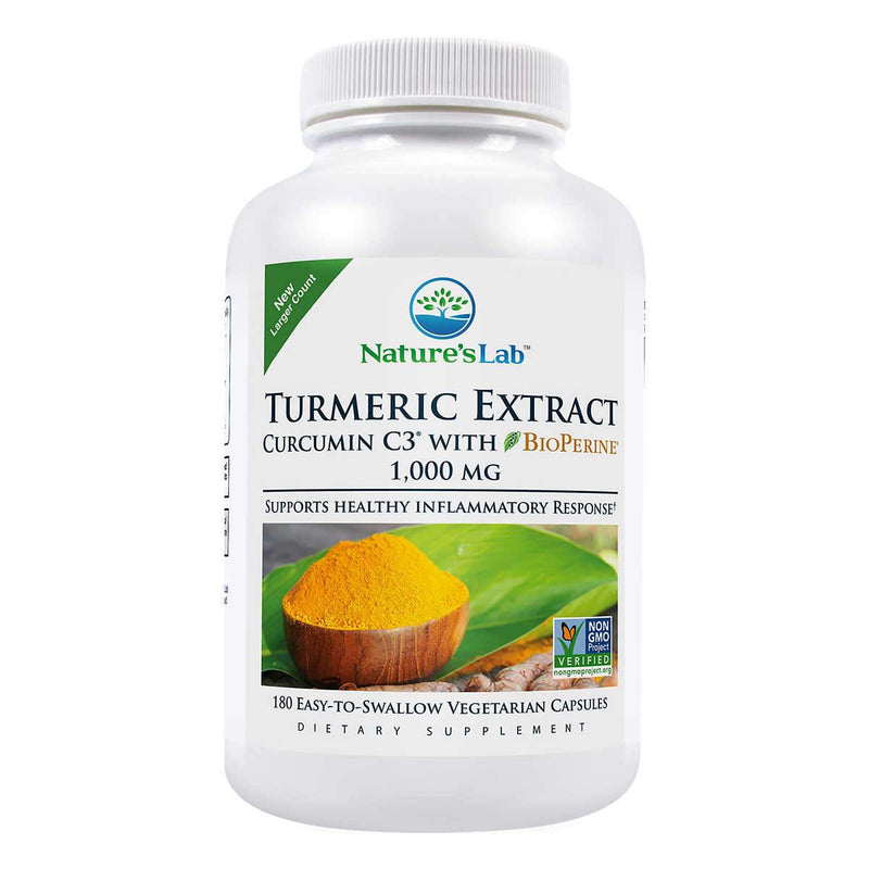 Nature's Lab Turmeric Curcumin C3 1000mg., 180 Vegetarian Capsules