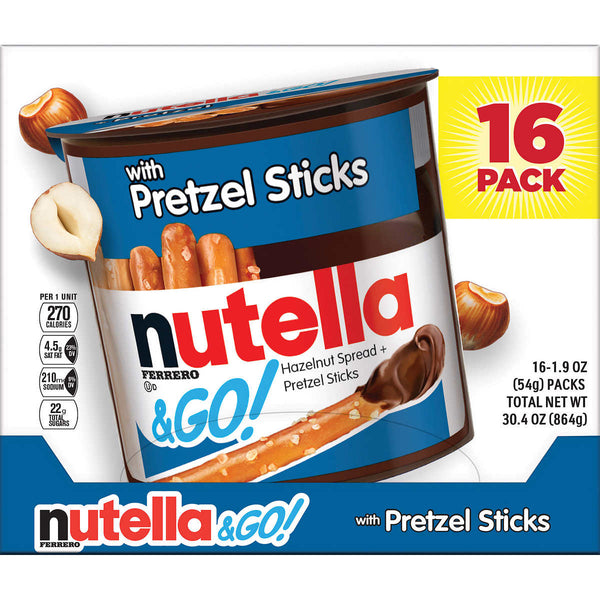 Nutella and Go Hazelnut Spread with Pretzel Sticks, 1.9 oz, 16-count