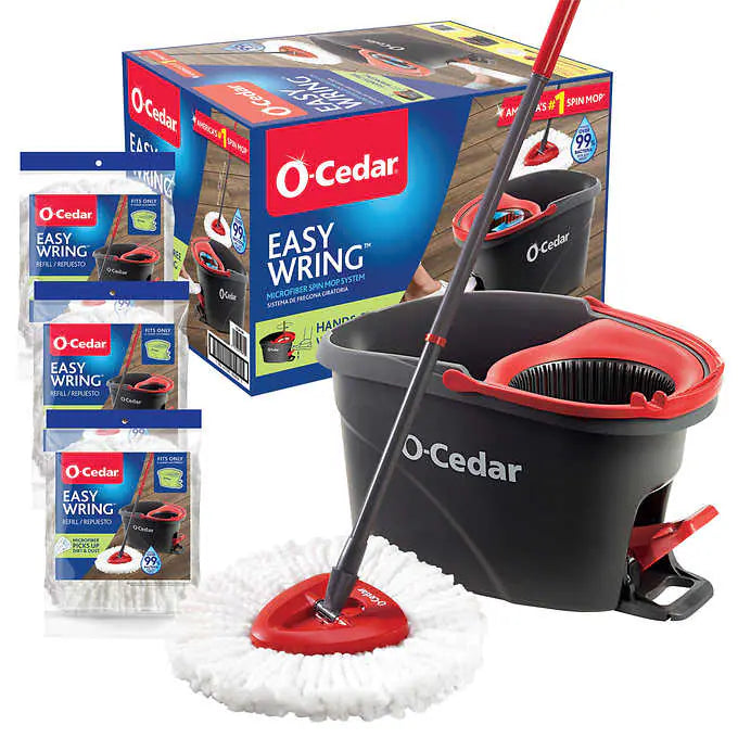 O-Cedar EasyWring Spin Mop and Bucket System with 3 Refills