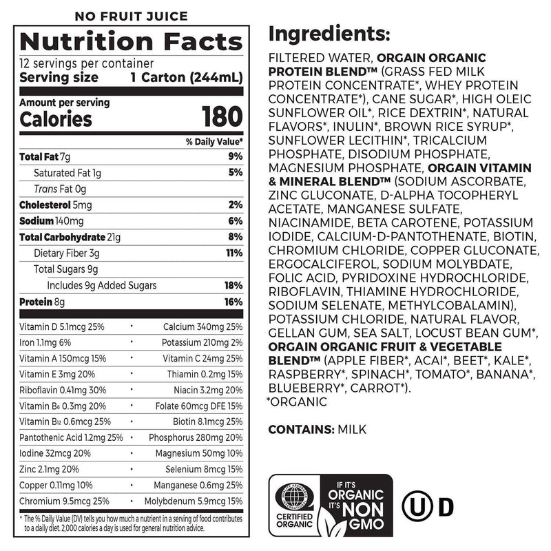 Orgain Kids Protein Organic Nutritional Shake, 8.25 fl. oz., 12 pk. - Chocolate