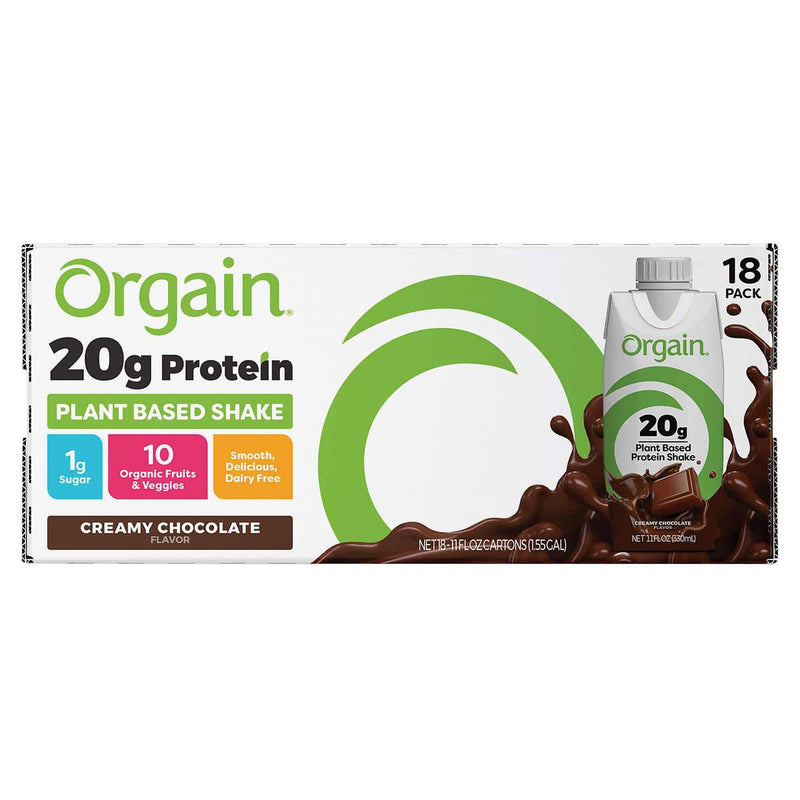 Orgain Plant-Based Protein Shake Chocolate 11 fl oz, 18-count - Home Deliveries