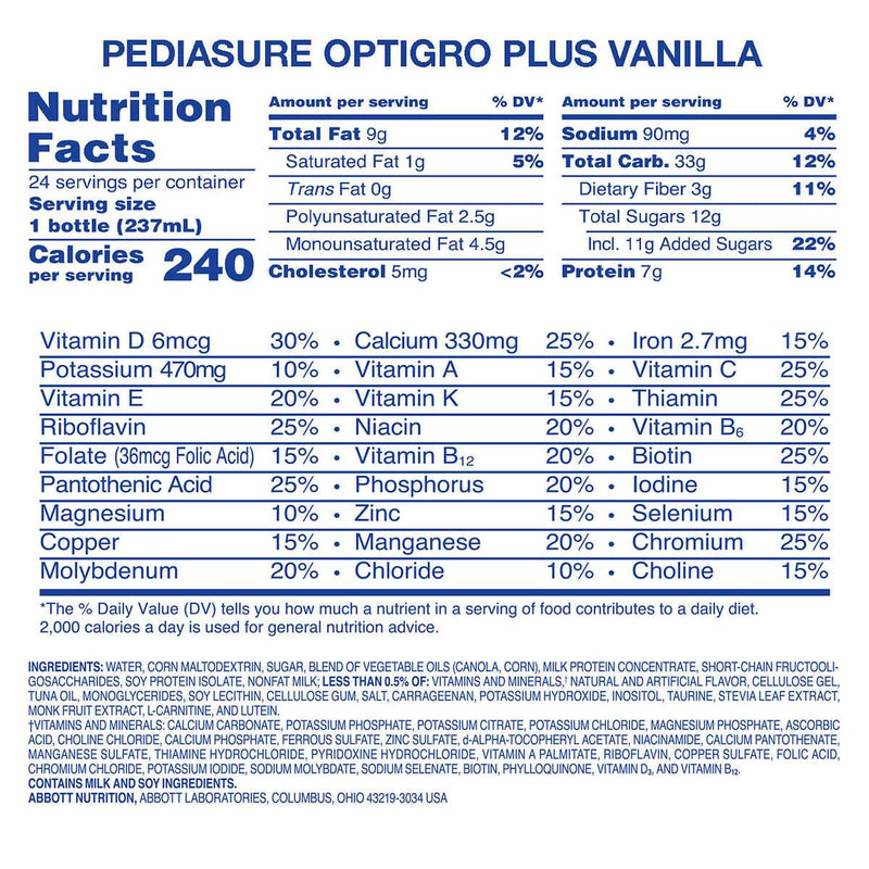 PediaSure OptiGRO Plus Kids Shake 8 fl oz., 24-count - Home Deliveries