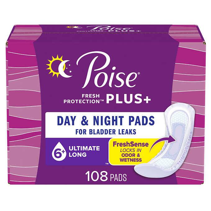 Poise Plus Ultimate Absorbency Long Pads, 108-count