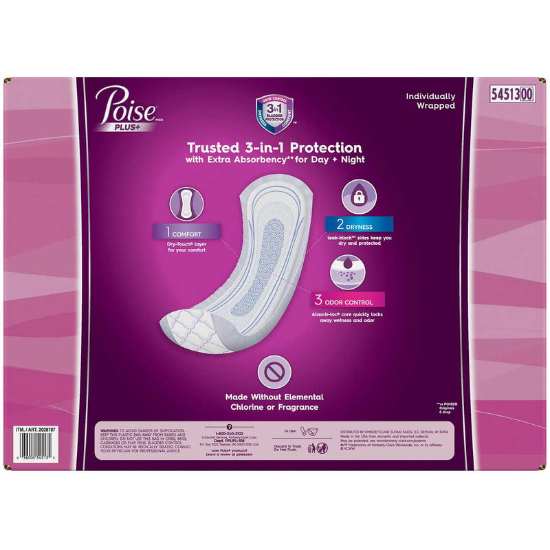 Poise Plus Ultimate Absorbency Long Pads, 108-count