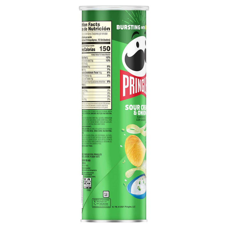 Pringles Potato Chips, Sour Cream and Onion, 5.57 oz, 14-count