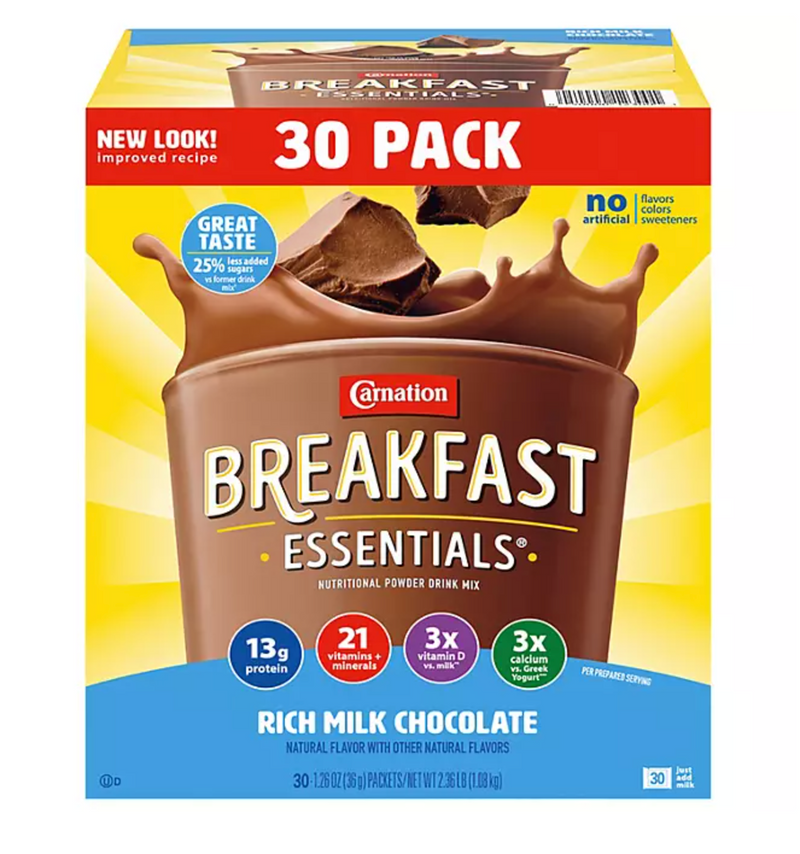 Carnation Breakfast Essentials Nutritional Drink Mix, Chocolate (30 ct.)