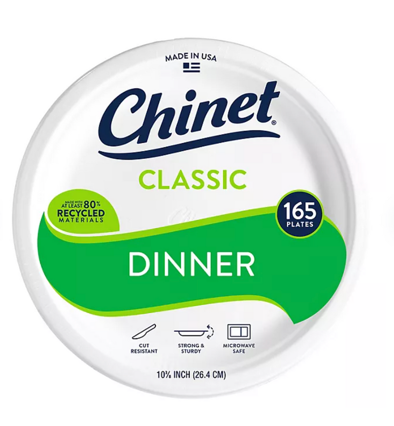 Chinet Classic White Dinner Plates, 10-3/8 (165 count)