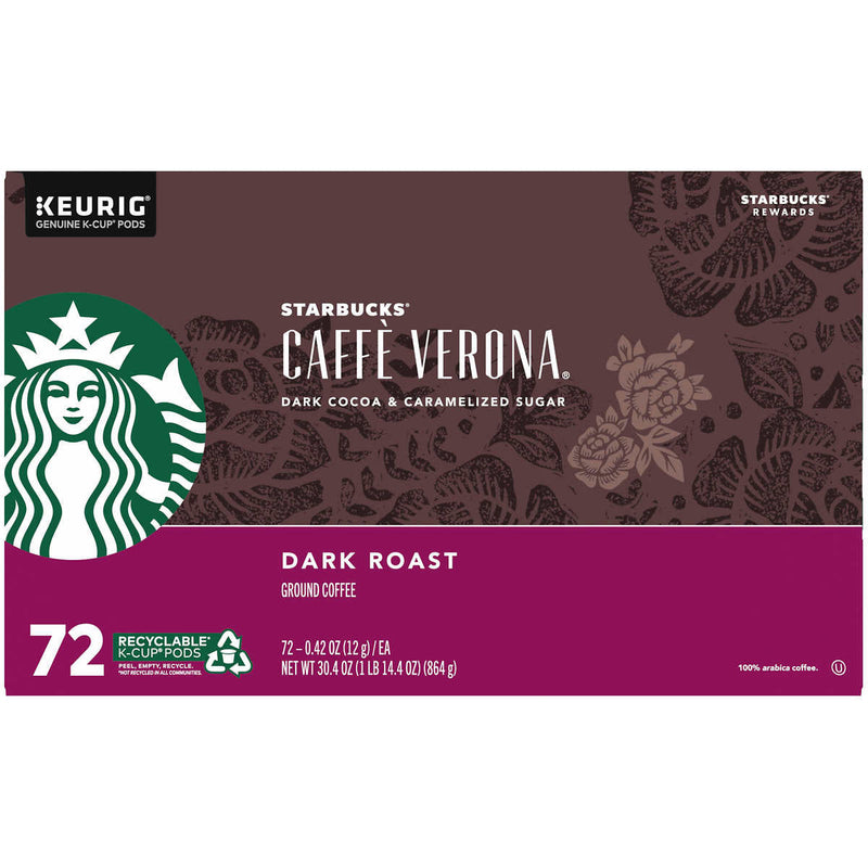 Starbucks Coffee Caffè Verona Dark Roast K-Cup Pod, 72ct ) | Home Deliveries