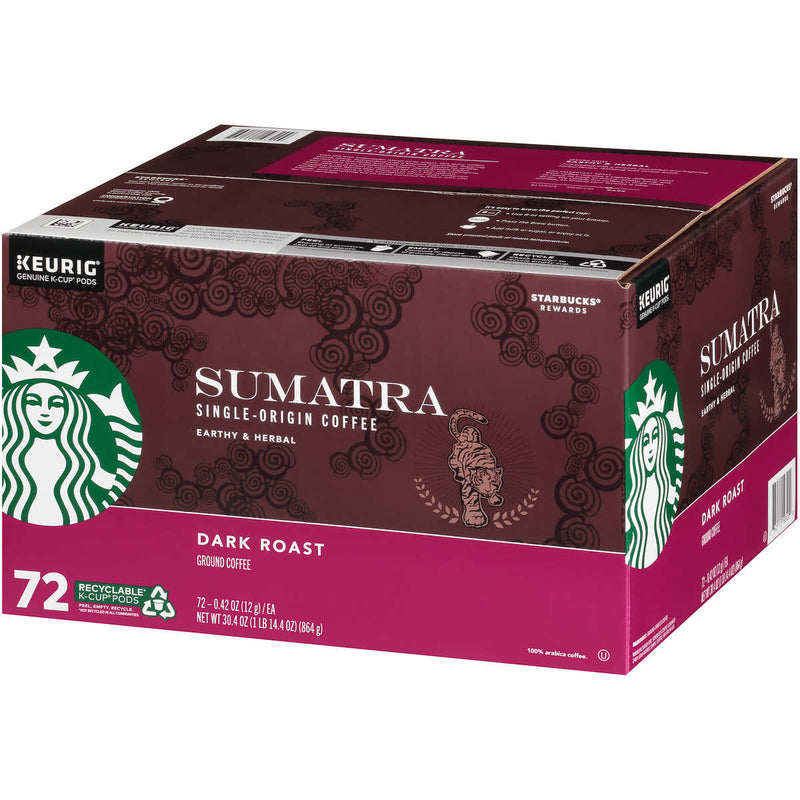 Starbucks Coffee Single Origin Sumatra Dark Roast K-cup, 72-count ) | Home Deliveries