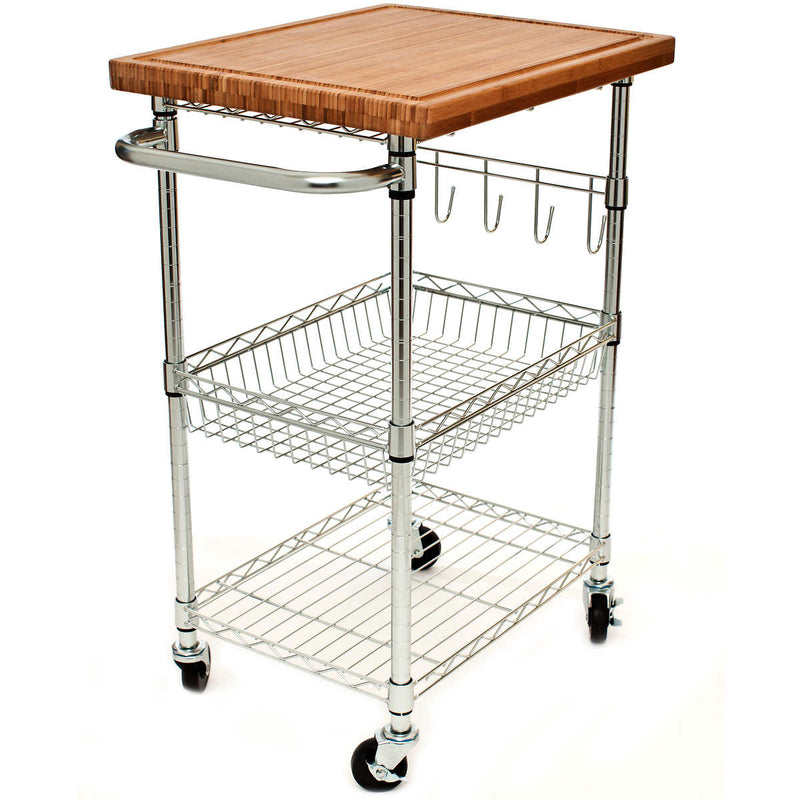 TRINITY Bamboo Top Kitchen Cart ) | Home Deliveries