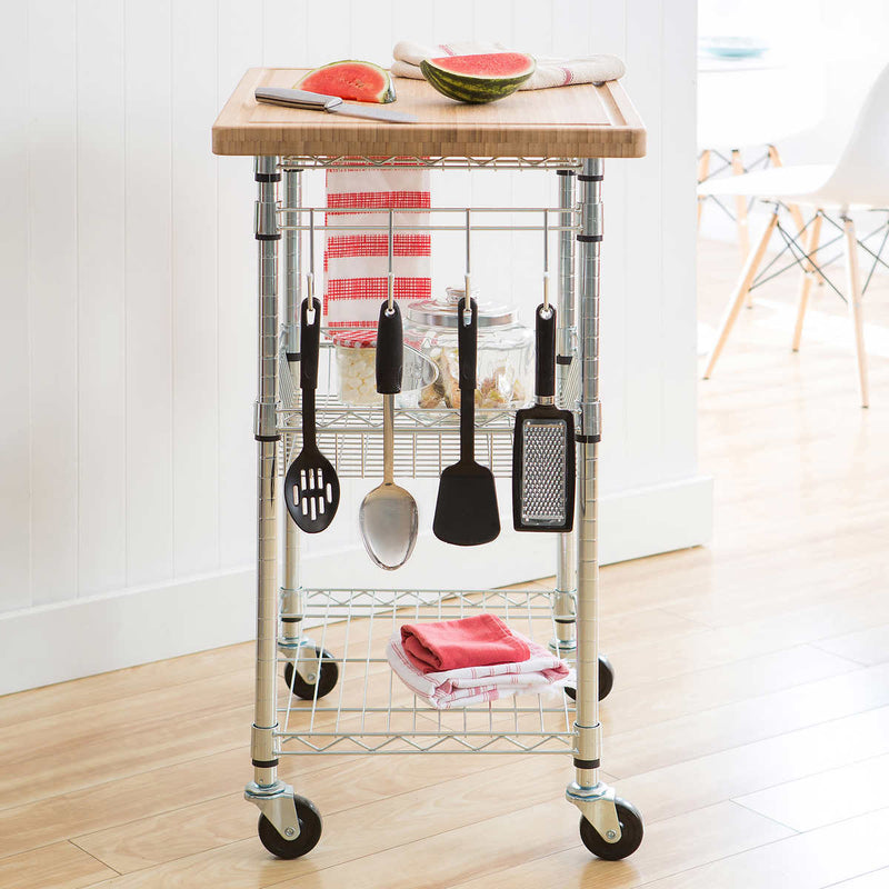 TRINITY Bamboo Top Kitchen Cart ) | Home Deliveries