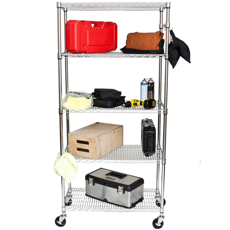 TRINITY EcoStorage 5-Tier Wire Shelving Rack with Wheels , 36  x 18  x 72  NSF, Chrome Color ) | Home Deliveries