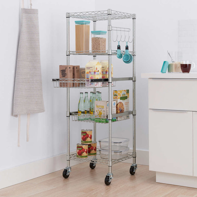 TRINITY EcoStorage 5-Tier NSF Certified Square Rack with Wheels ) | Home Deliveries