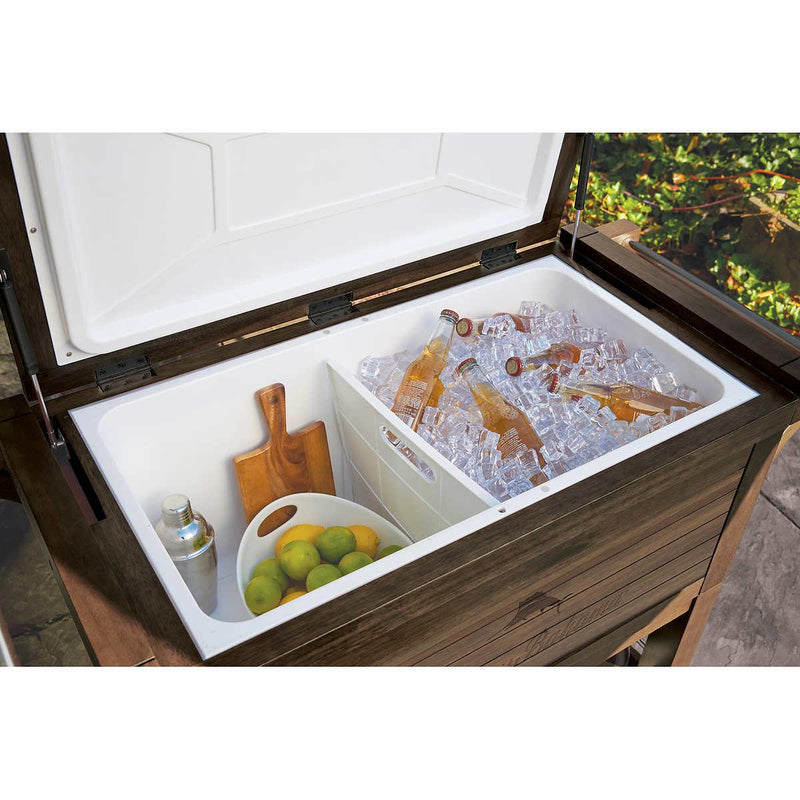 Tommy Bahama 100 Quart Rolling Wood Cooler ) | Home Deliveries