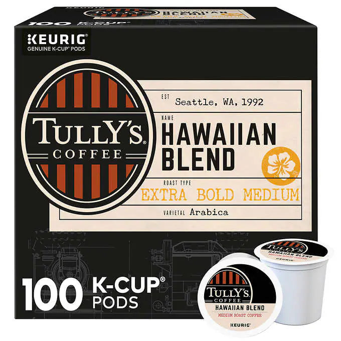 Tully's Coffee Hawaiian Blend K-Cups Pods, 80-count