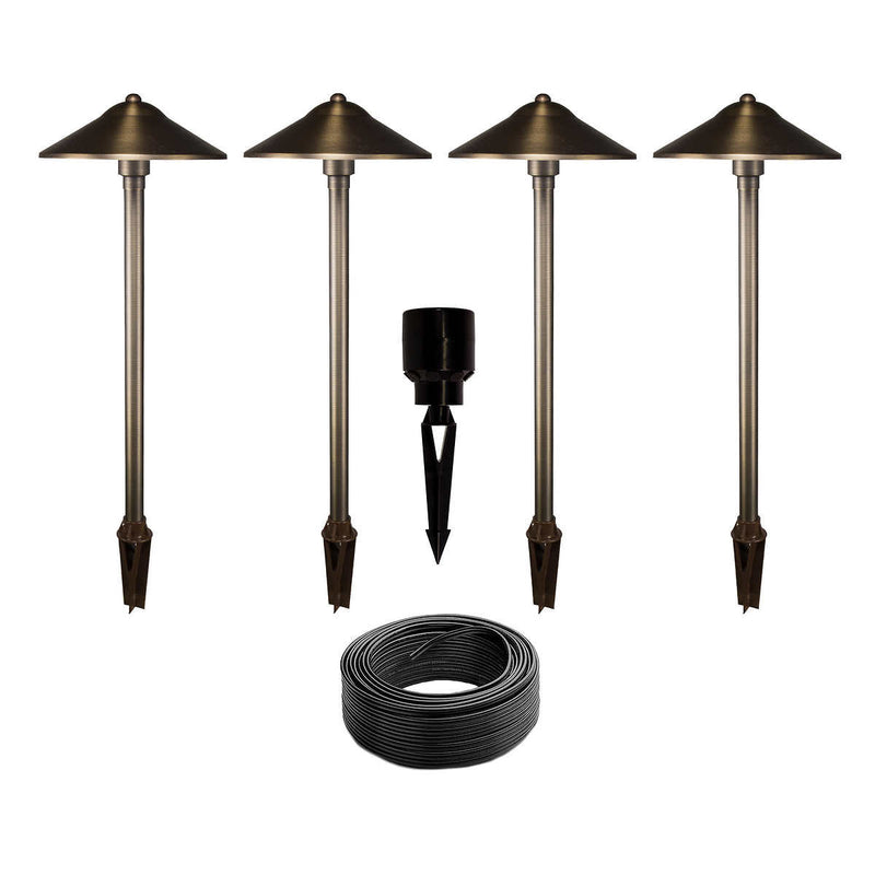 VOLT Landscape Lighting 4-Path and Area Light Brass LED Expansion Kit ) | Home Deliveries