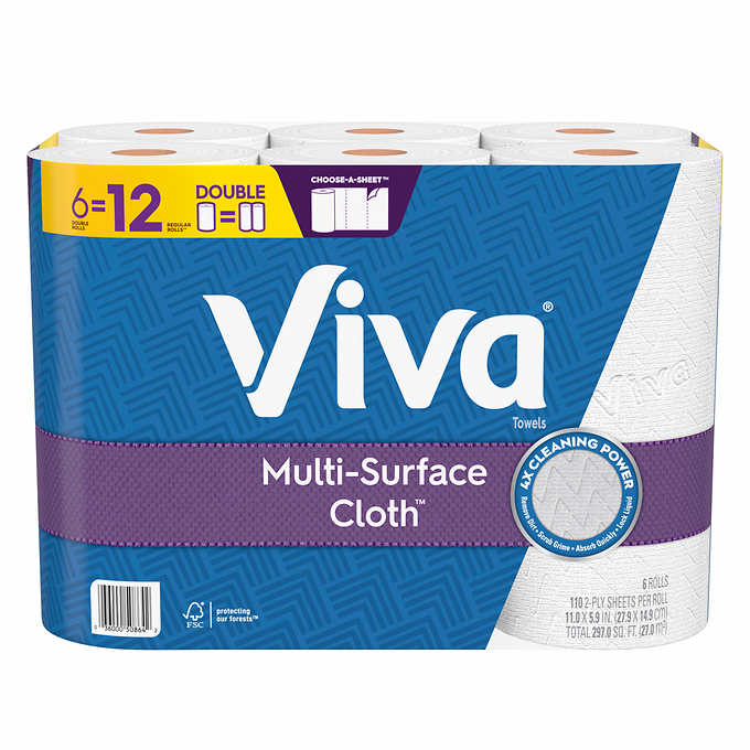 Viva Multi-Surface Cloth Paper Towels, 2-Ply, 110 Sheets, 24-count