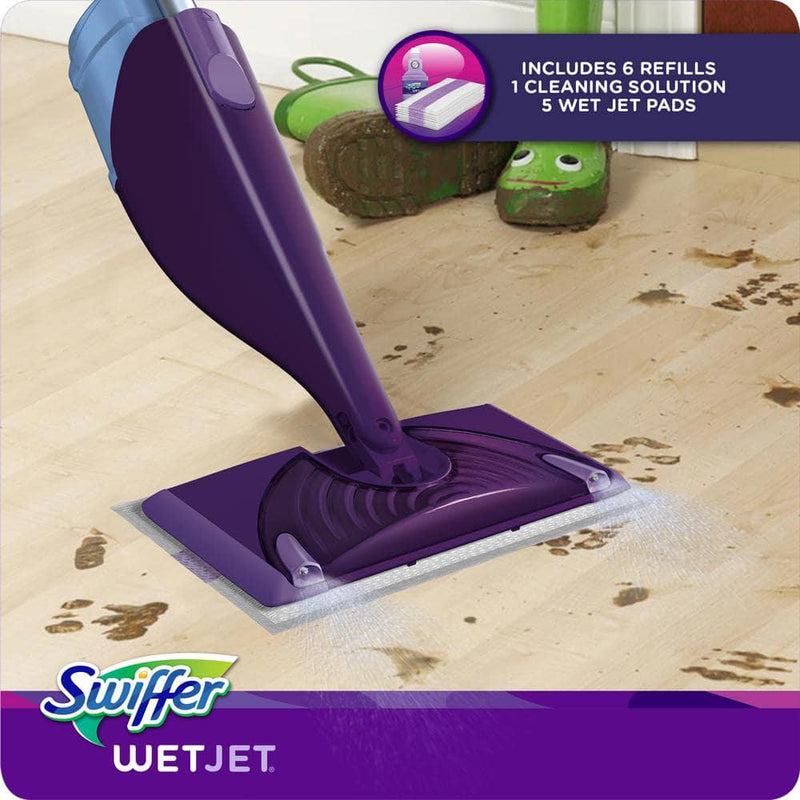 WetJet Power Spray Mop Starter Kit (1-WetJet, 5-Pads, Cleaning Solution and Batteries) ) | Home Deliveries