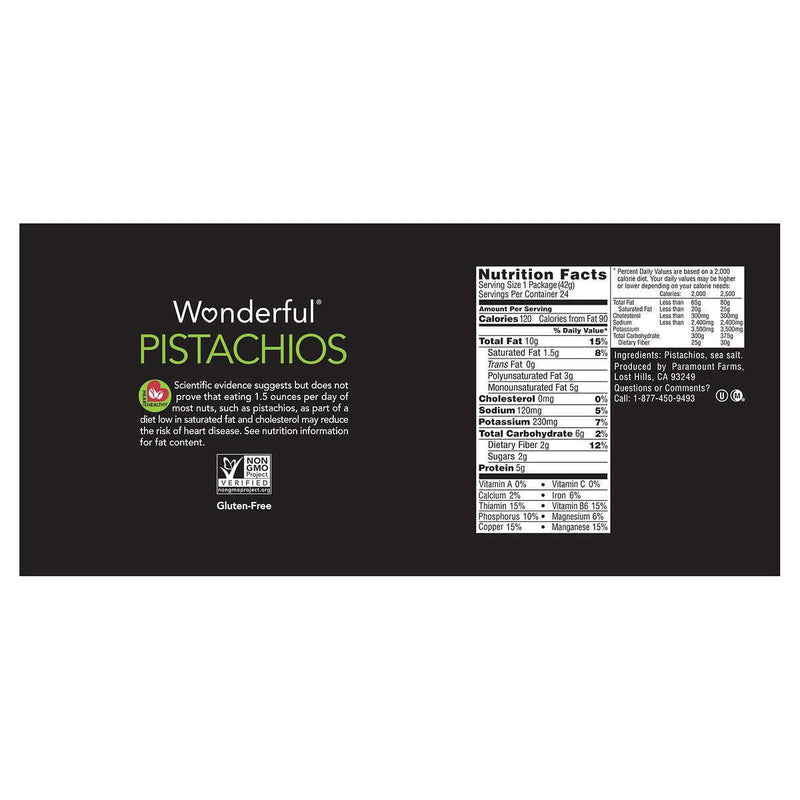 Wonderful In-Shell Pistachio Nuts, 1.5 oz, 24-count ) | Home Deliveries