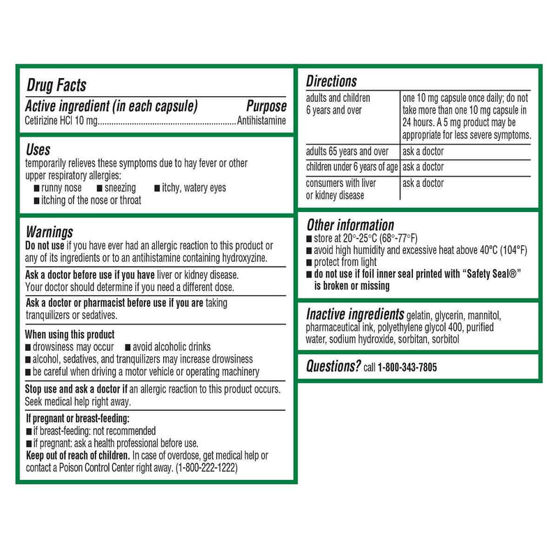 Zyrtec 10mg., 65 Liquid Gels - Home Deliveries