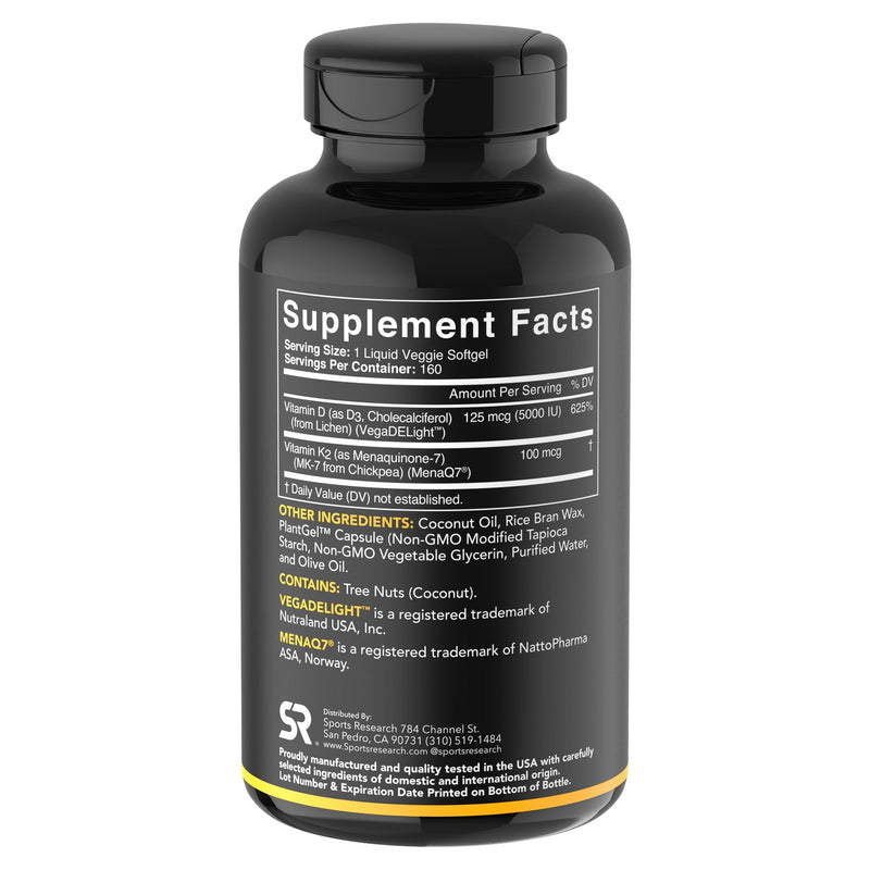 Sports Research D3 + K2, 160 Veggie Softgels