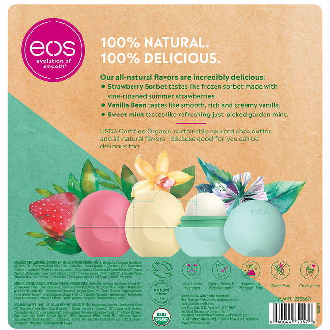 eos USDA Organic Lip Balm, 7 Spheres