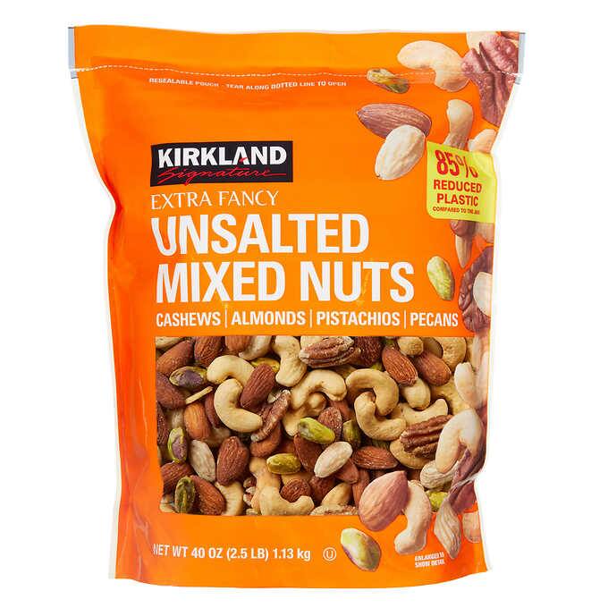 Kirkland Signature Unsalted Mixed Nuts, 2.5 lbs